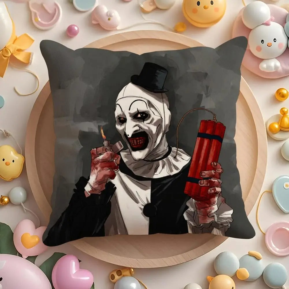 Horror Movie Plush Pillow Cover, Double-Sided Printed Throw Cushion Case, Soft Short Plush Winter Home Decor, Machine Washable Pillowcase