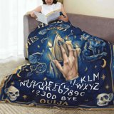 Ouija Board Blanket, Gothic Witch Flannel Throw Blanket, Soft Cozy Spooky Blanket for Sofa, Couch, Bed, Halloween Home Decor