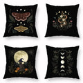 Halloween Moon & Witch Pillow Cover, Spooky Witchy Throw Pillow Case, Gothic Fall Home Decor, Decorative Cushion Cover for Sofa, Bedroom & Car