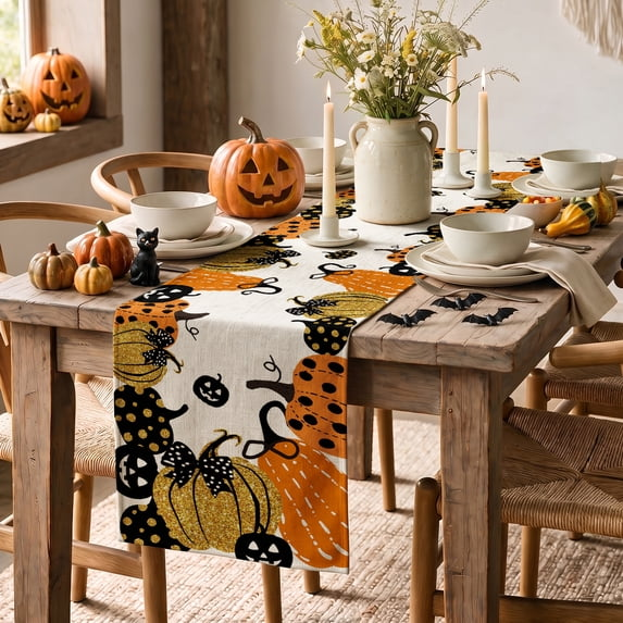 Smile Halloween Jack-O-Lantern Pumpkin Table Runner