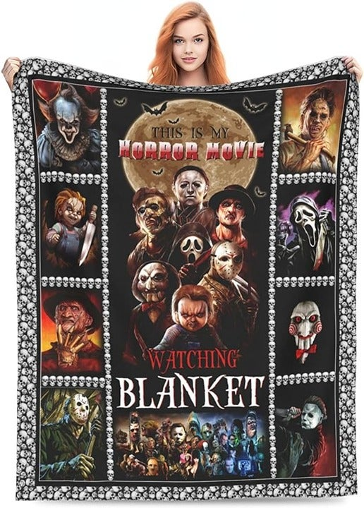 Horror Movie Blanket Watching Horror Movie Halloween Blankets