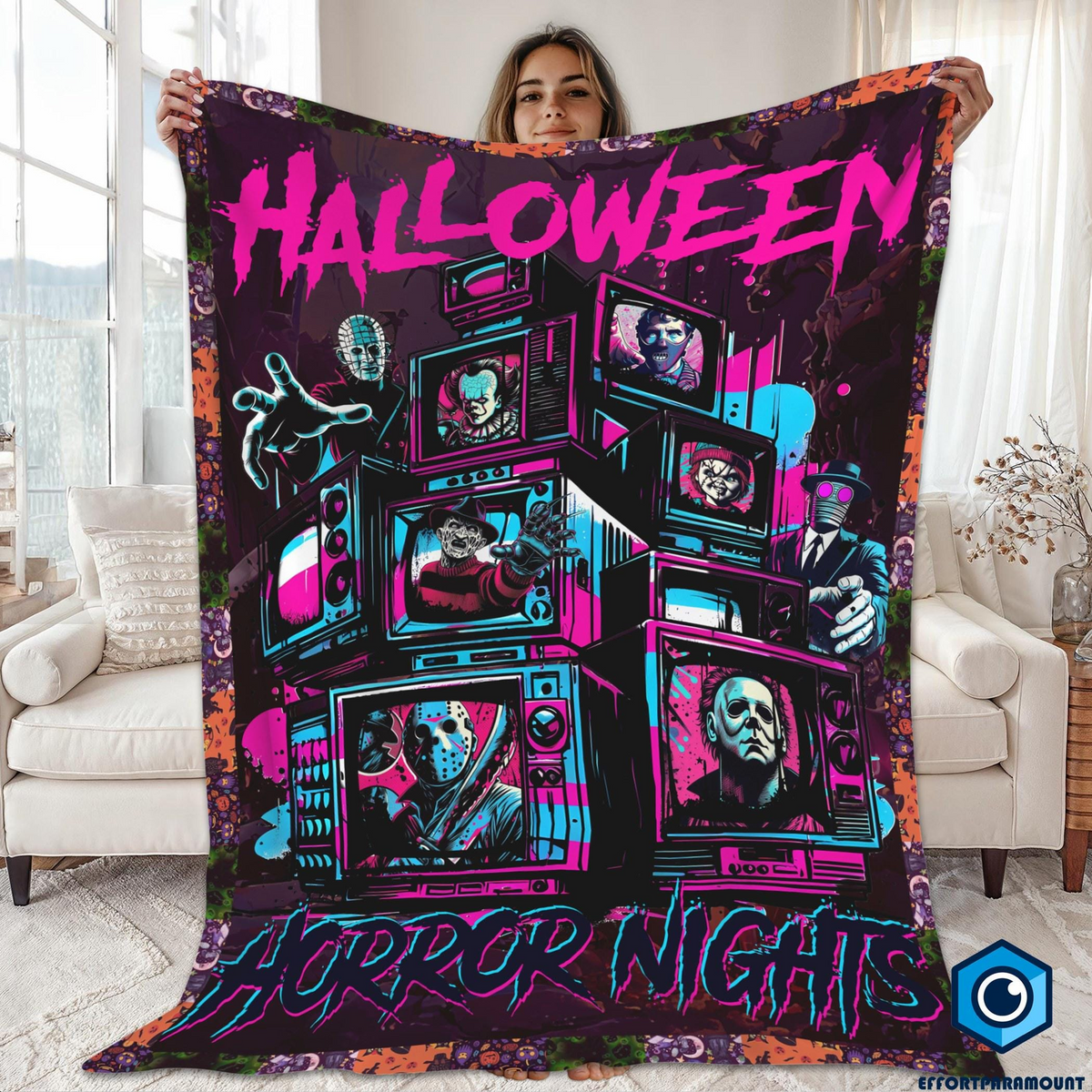Halloween Horror Nights Blanket, Horror Movie Characters Blanket