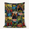 Retro Horror Comic Fleece Blanket, Skeleton Grim Reaper Haunted, Halloween Gothic Sofa Bed