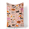 Halloween Pumpkin Ghost Bat Print Fleece Blanket, Halloween Decor Blanket for Sofa Couch Bed