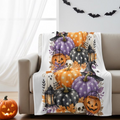 Fleece Blanket for Couch Sofa Bed,Halloween Pumpkin Ghost Skull Soft Cozy Warm Fuzzy Blanket