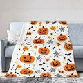 Halloween Blanket,Fleece Blanket Cozy Warm Cute Halloween Ghost & Pumpkin Blanket