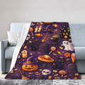Halloween Blanket Gift Fleece Blanket Spooky Pumpkin Ghost Witch Pattern Blanket Home Decor Gift for Kids Family Halloween Party Decor