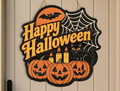 Happy Halloween Creepy Pumpkin Door Sign