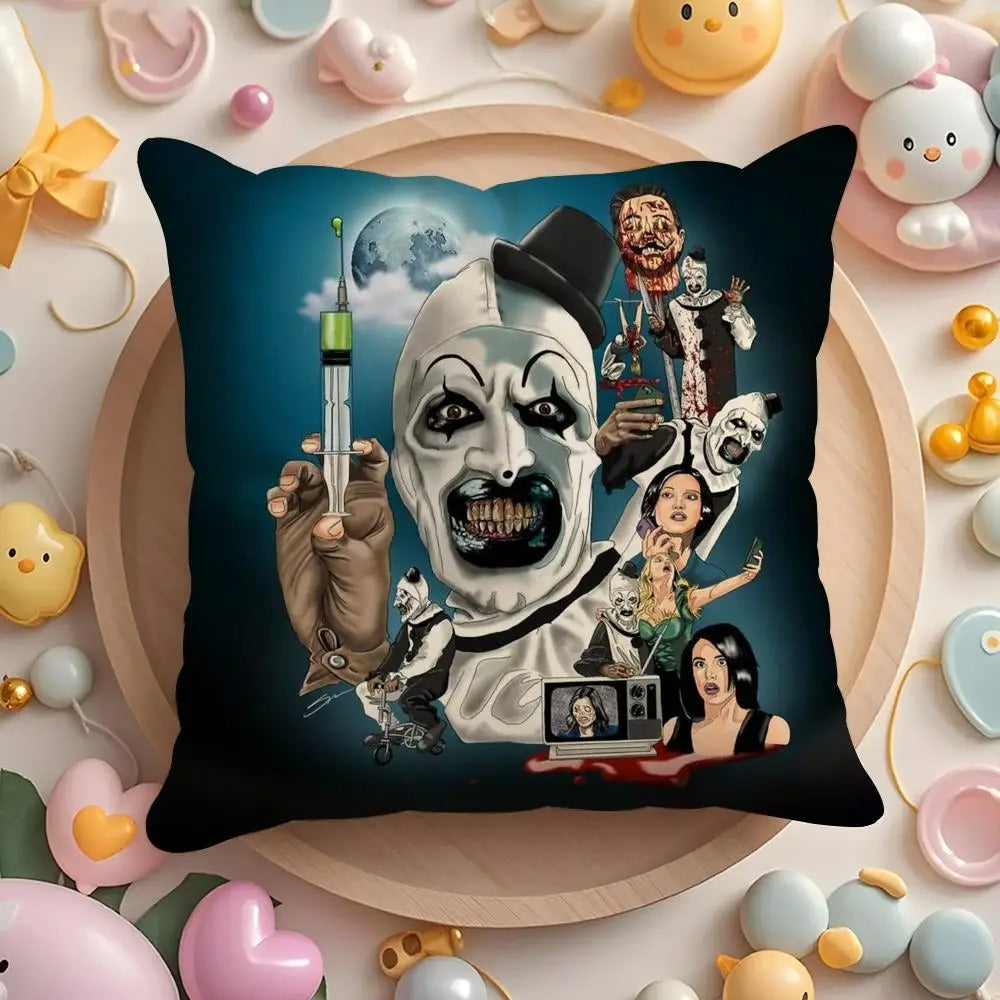 Horror Movie Plush Pillow Cover, Double-Sided Printed Throw Cushion Case, Soft Short Plush Winter Home Decor, Machine Washable Pillowcase