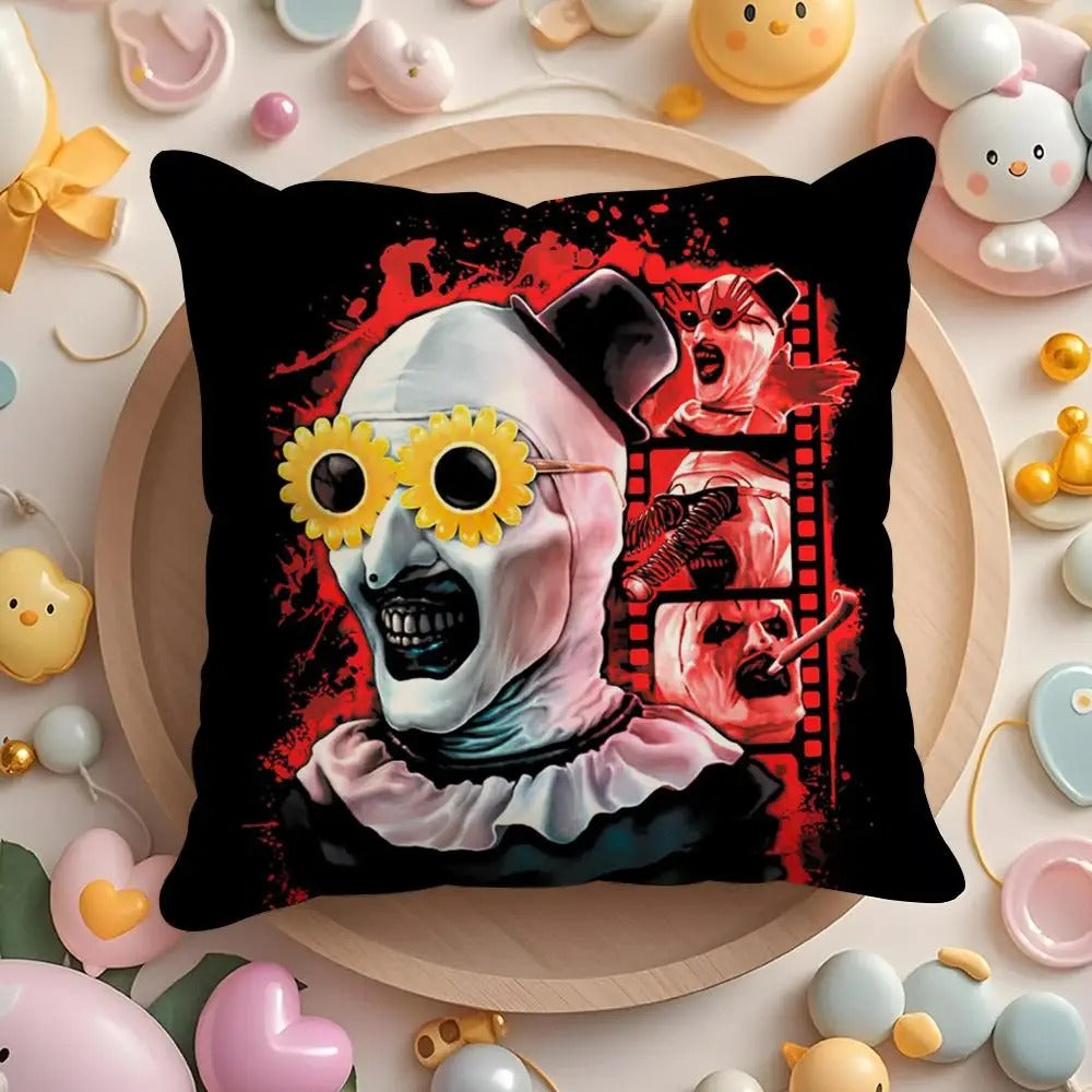 Horror Movie Plush Pillow Cover, Double-Sided Printed Throw Cushion Case, Soft Short Plush Winter Home Decor, Machine Washable Pillowcase