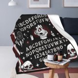 Ouija Board Goth Throw Blanket Halloween Blanket, Witch Spooky Flannel Throw Blanket