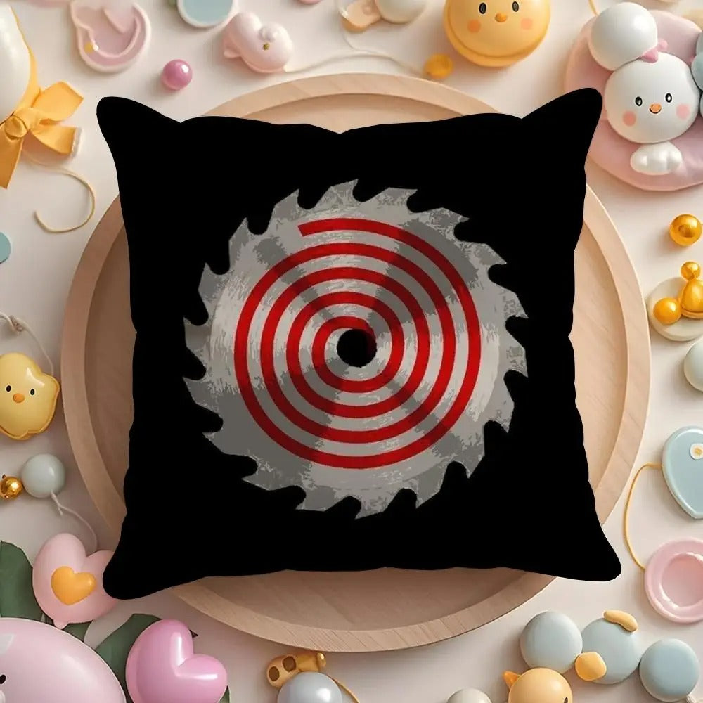 Horror Movie Plush Cushion Cover, S-Saw X Double-Sided Printed Throw Pillow Case, Soft Short Plush Winter Home Decor, Machine Washable Pillow Cover