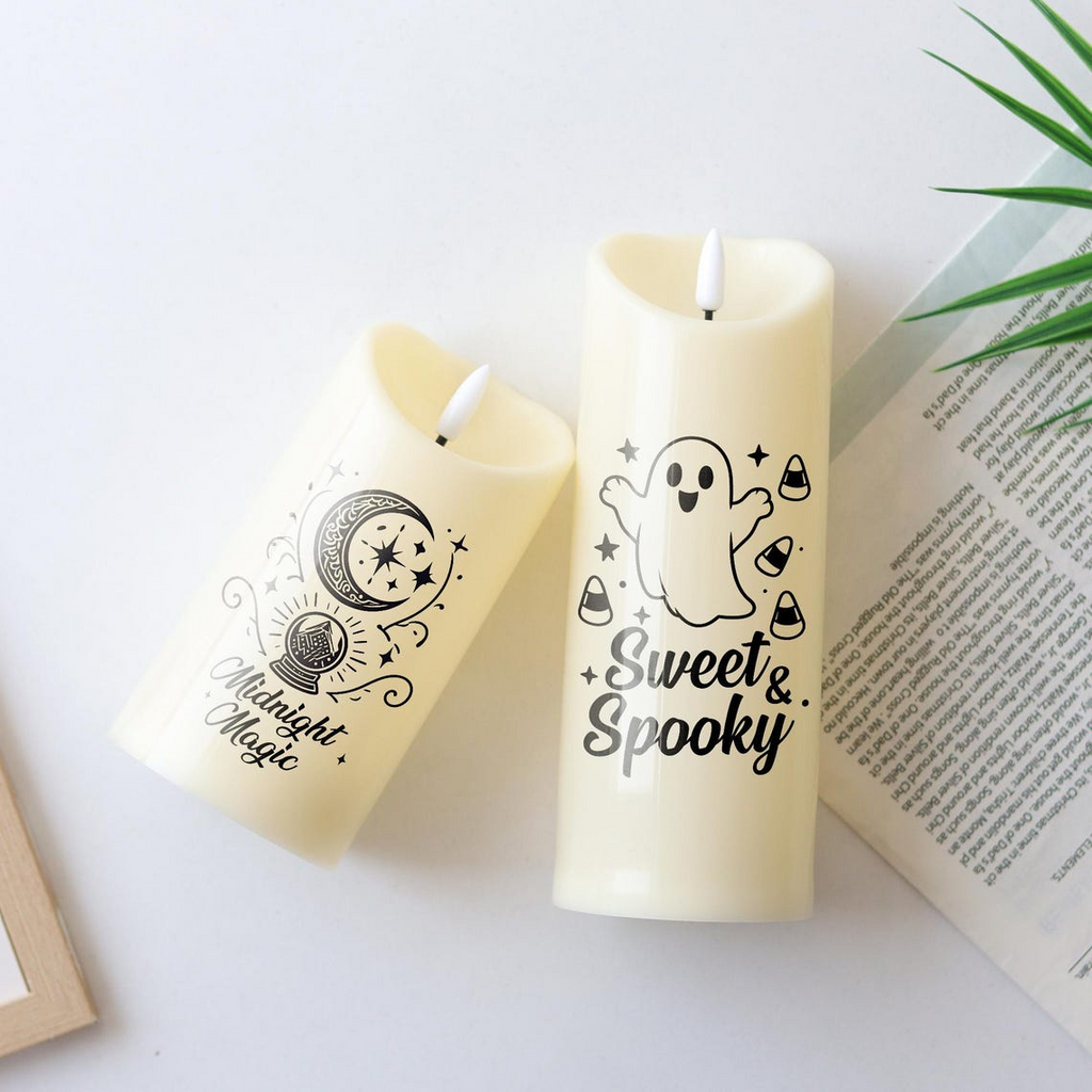 Halloween LED Candle, Ghost Pumpkin Witch Black Cat Decor, Flameless Candle Light, Spooky Home Decor, Halloween Party Gift, Cozy Night Light