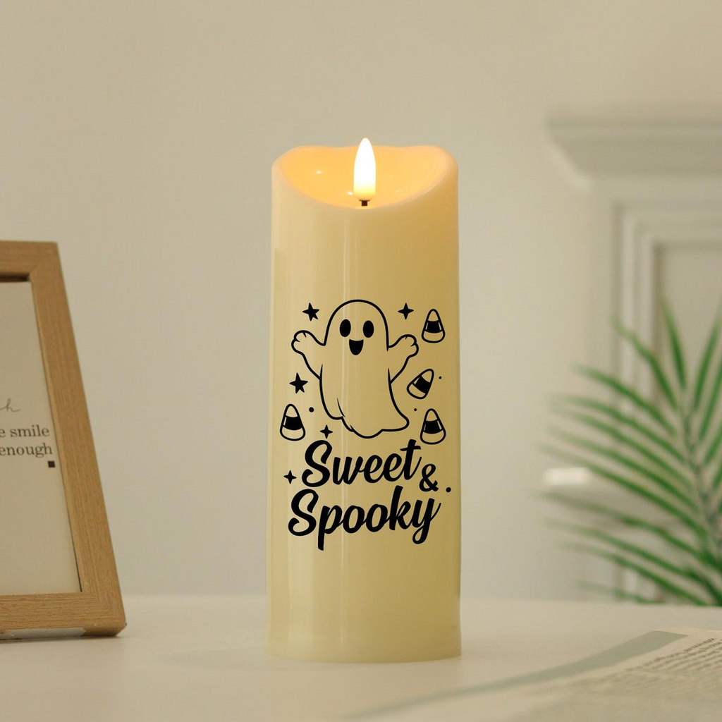 Halloween LED Candle, Ghost Pumpkin Witch Black Cat Decor, Flameless Candle Light, Spooky Home Decor, Halloween Party Gift, Cozy Night Light