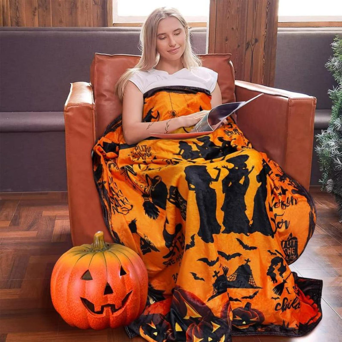 Movie Witch Blanket Halloween Throw Blanket Flannel Fleece Couch Sofa Bed Decor Blanket for Women Men Adults Kids Halloween Gift