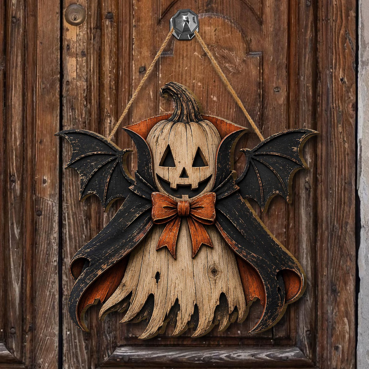 Halloween Ghost Vampire Bat Wood Sign, Spooky Front Door Decor, Haunted House Wall Art, Gothic Wooden Plaque Gift