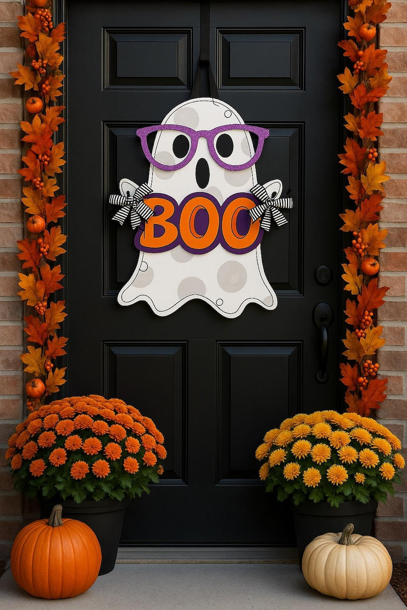 Ghost Halloween Boo Trick or Treat Fall Door Hanger