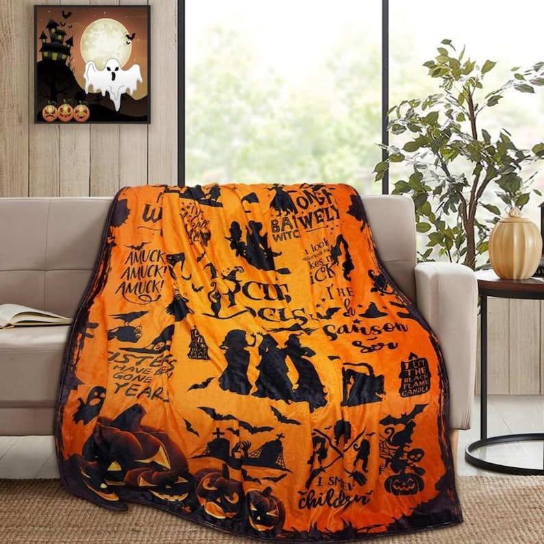Movie Witch Blanket Halloween Throw Blanket Flannel Fleece Couch Sofa Bed Decor Blanket for Women Men Adults Kids Halloween Gift