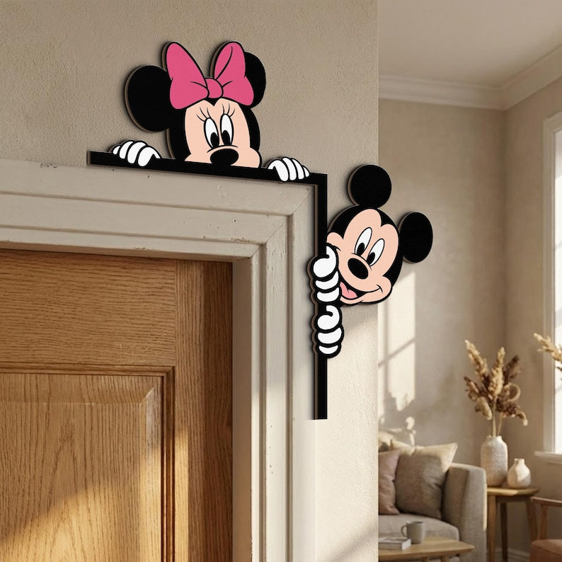 Characters Peekaboo Peeking Peeker Door Corner Sign, Corner Sign, Home Decor, Kid Room Decor