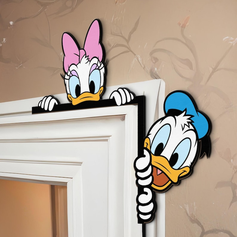 Characters Peekaboo Peeking Peeker Door Corner Sign, Corner Sign, Home Decor, Kid Room Decor