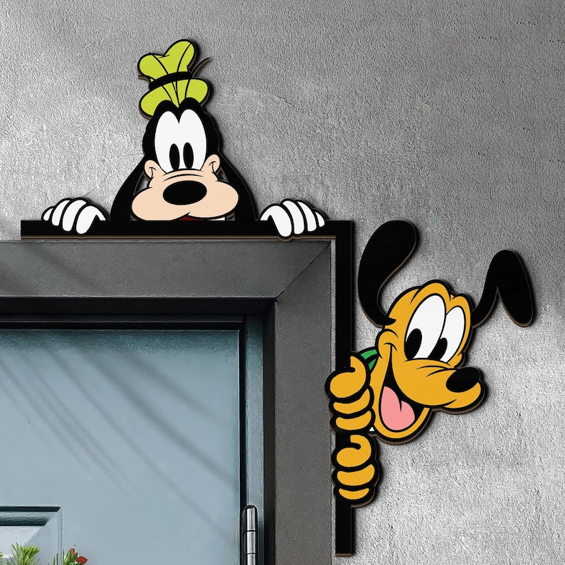 Characters Peekaboo Peeking Peeker Door Corner Sign, Corner Sign, Home Decor, Kid Room Decor