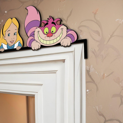 Alice In Wonderland Door Corner Sign, Alice Cheshire Cat Peek A Boo Wooden Corner Sign, Home Decor, Kid Room Decoration
