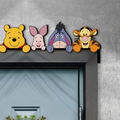 Winnie the Pooh Door Corner Sign, Classic Pooh and Friends Wood Decor, Piglet Tigger Eeyore Door Topper, Nursery Wall Art, Kids Gift