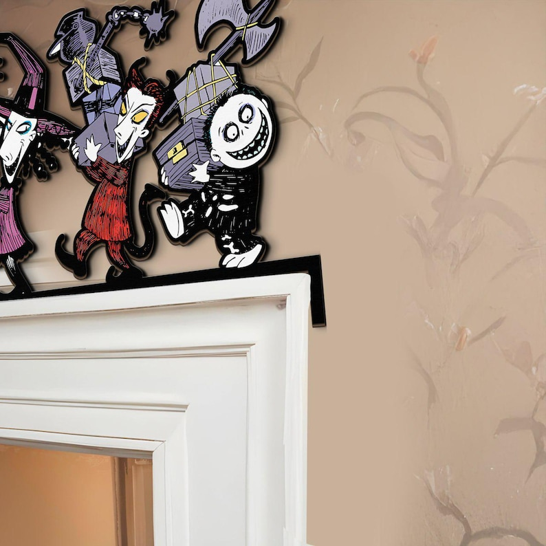 Nightmare Before Christmas Custom Wooden Door Corner Sign, Lock Shock Barrel Personalized Kids Room Name Sign, Halloween Nursery Decor