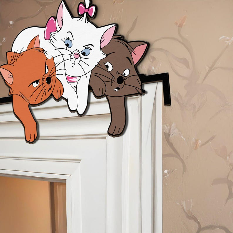 Aristocats Door Corner Sign, Marie Toulouse Berlioz Peeking Cats, The Aristocats Peekaboo Door Topper, Kids Room Nursery Wall Decor