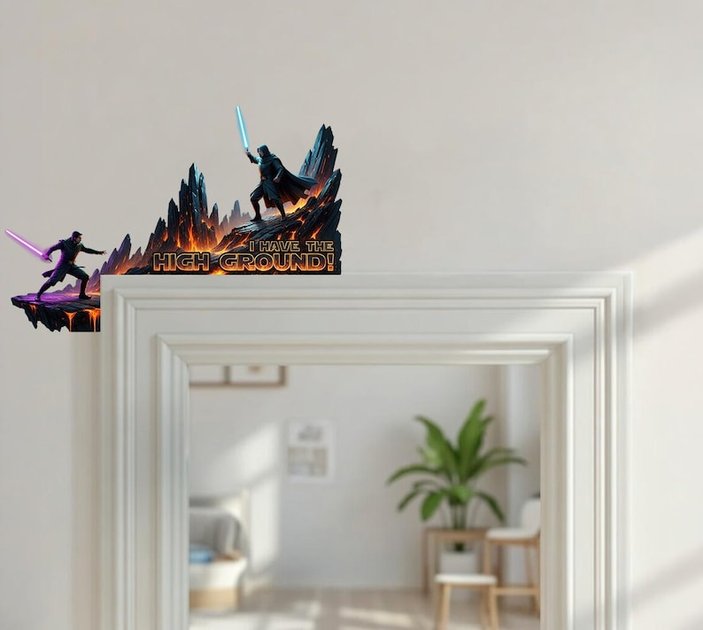 Star Wars Door Corner Gift, Kenobi Vs Anakin High Ground Revenge Of The Sith Room Decoration, Man Cave Wall Decor, Home Decor