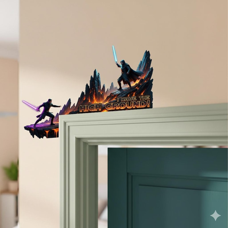 Star Wars Door Corner Gift, Kenobi Vs Anakin High Ground Revenge Of The Sith Room Decoration, Man Cave Wall Decor, Home Decor