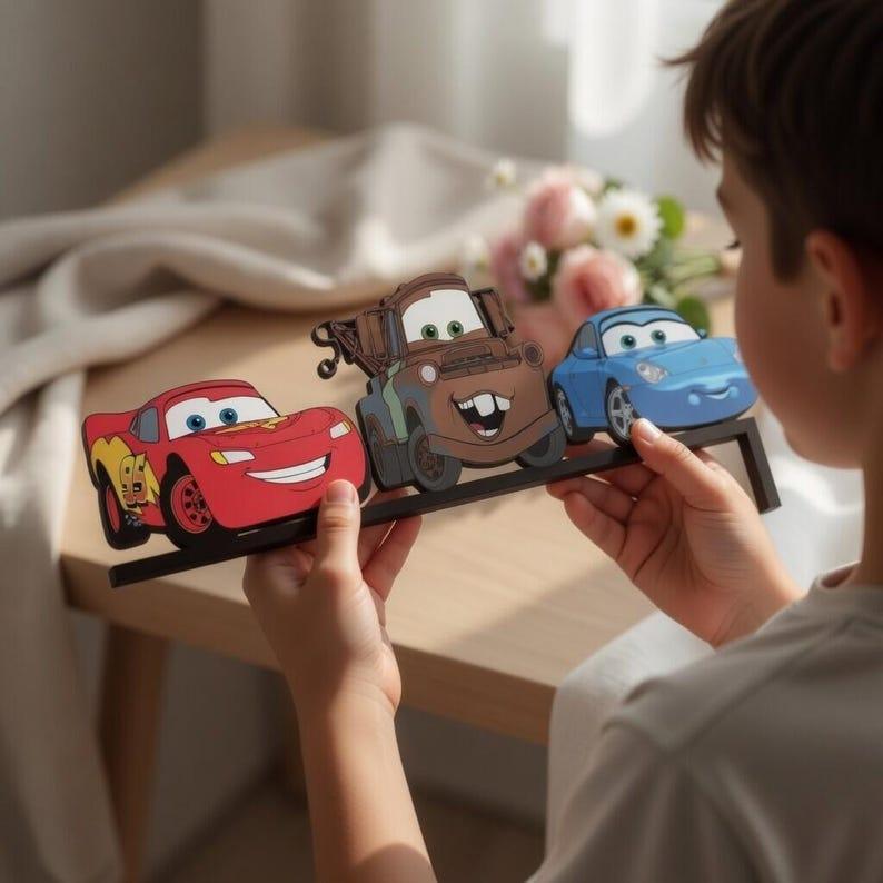 Racing Cars Door Sitter Decor, Lightning Fast Nursery Shelf Sitter, Tow Truck and Friends Door Topper, Custom Toddler Bedroom Wall Art
