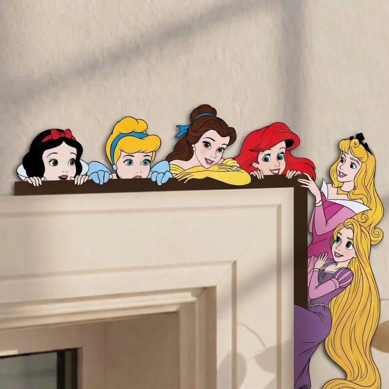 Princess Door Topper, Princess Door Corner Sign, Wooden Nursery Door Decor, Peekaboo Wall Decor