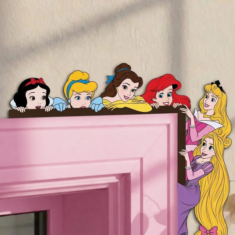 Princess Door Topper, Princess Door Corner Sign, Wooden Nursery Door Decor, Peekaboo Wall Decor