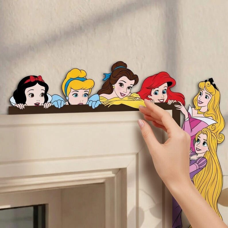 Princess Door Topper, Princess Door Corner Sign, Wooden Nursery Door Decor, Peekaboo Wall Decor