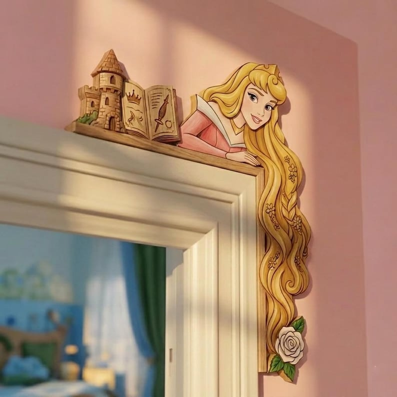 Aurora Door Sign, Princess Room Signs, Princess Door Corner Sign, Personalised Princess Room Sign, Wood Door Topper, Princess Door Topper