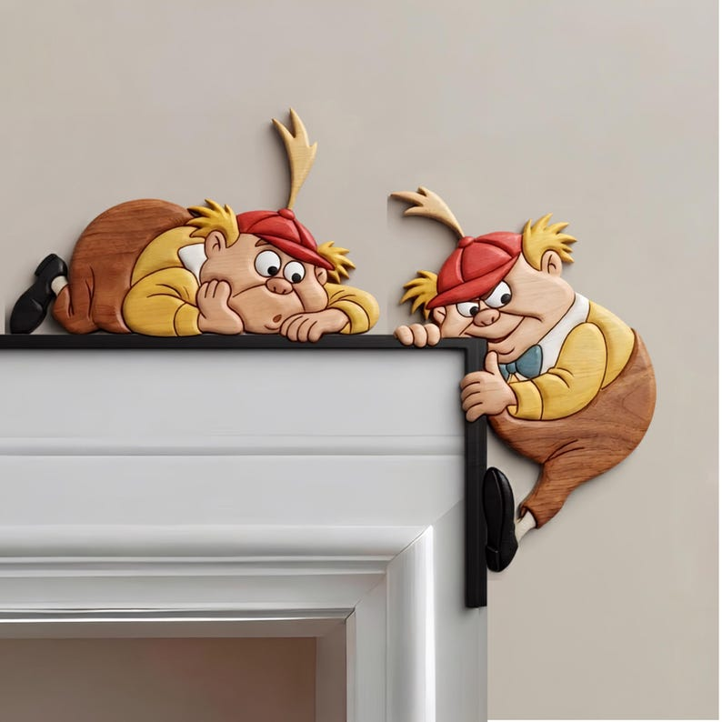 Alice's Adventures in Wonderland Door Corner, Tweedle Dee And Tweedle Dum Wooden Sign, Alice Enthusiast Gift