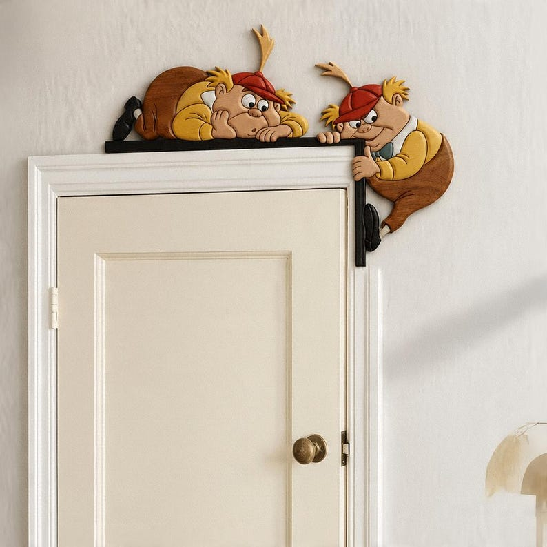 Alice's Adventures in Wonderland Door Corner, Tweedle Dee And Tweedle Dum Wooden Sign, Alice Enthusiast Gift