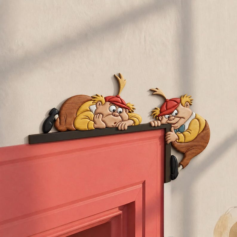Alice's Adventures in Wonderland Door Corner, Tweedle Dee And Tweedle Dum Wooden Sign, Alice Enthusiast Gift