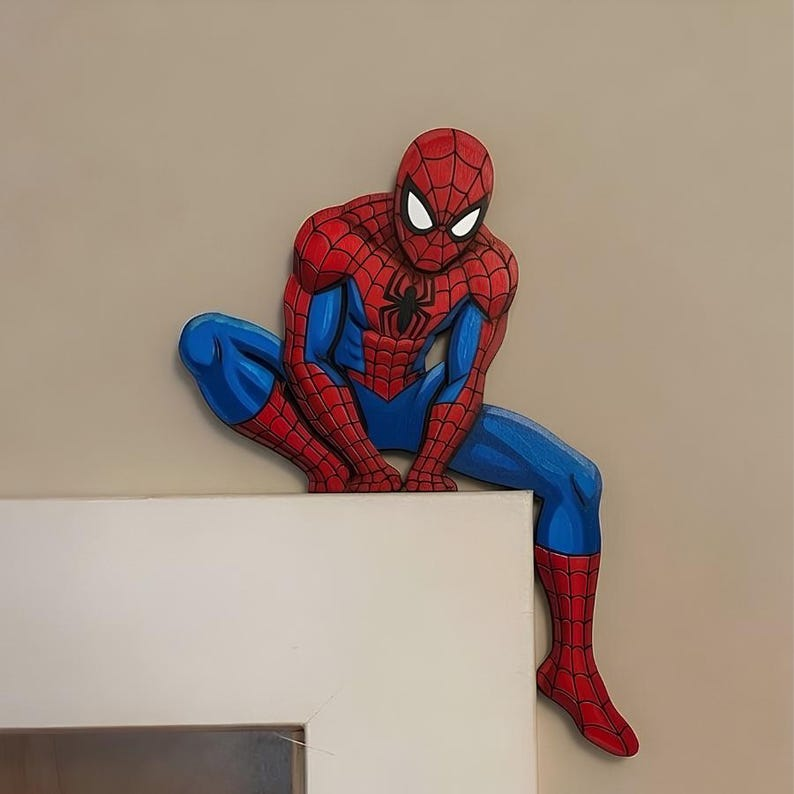 Spiderman Wooden Door Corner Sign, Spiderman Corner Sign, Custom Marvel Spiderman Bedroom Decor