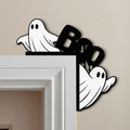 Ghost Boo Door Corner Sign, Cute Halloween Wood Sign, Fall Door Corner Art, Spooky Door Topper, Halloween Home Decor, Creepy Door Frame