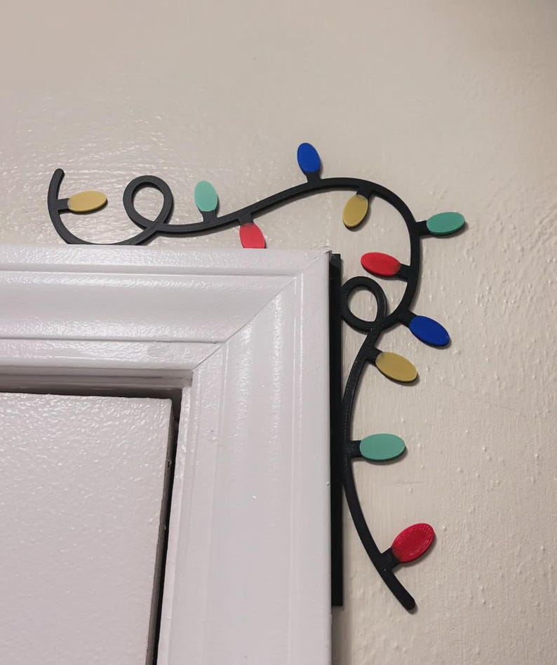 Christmas door frame decoration, Light String Corner Decor, 2D wooden Noel Tree Door Corner Topper, holiday gifts,
