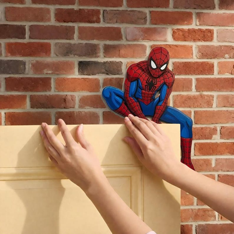 Spiderman Wooden Door Corner Sign, Spiderman Corner Sign, Custom Marvel Spiderman Bedroom Decor