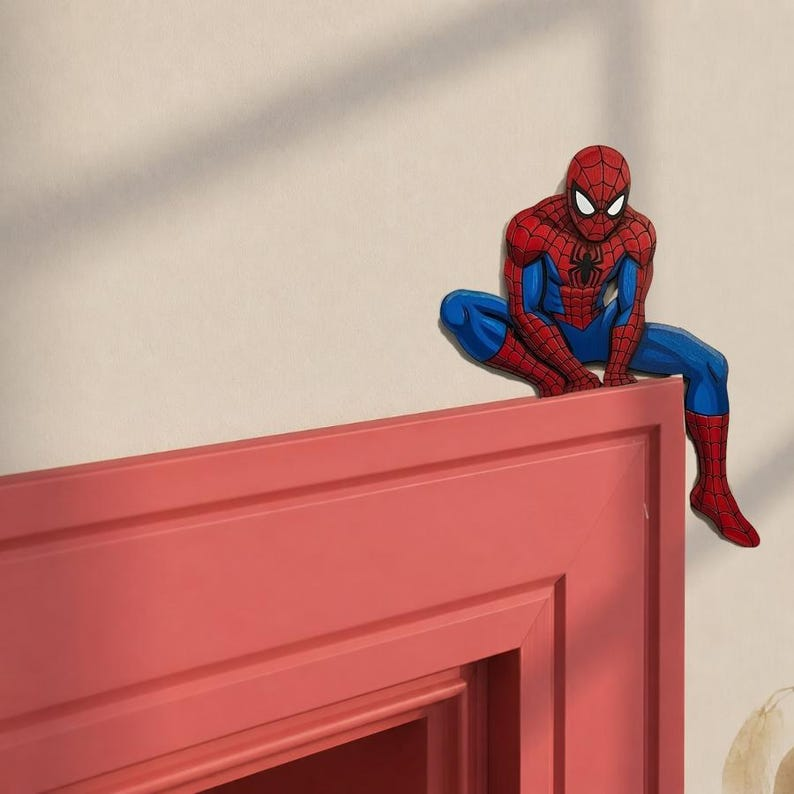 Spiderman Wooden Door Corner Sign, Spiderman Corner Sign, Custom Marvel Spiderman Bedroom Decor
