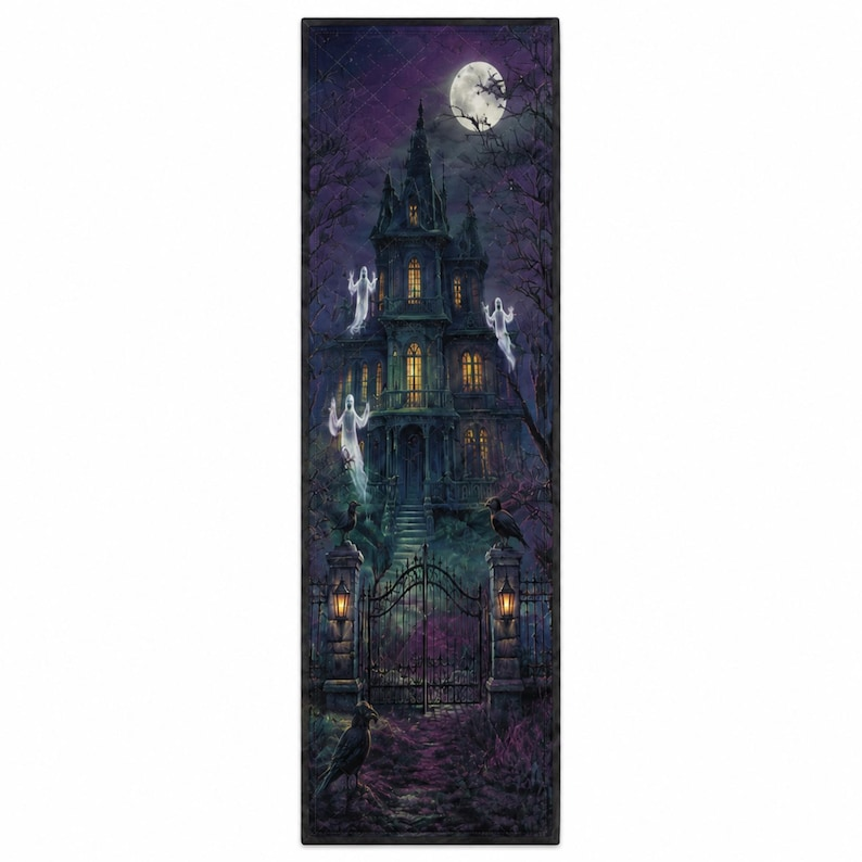 Haunted Mansion Halloween Table Runner, Gothic Ghost Dining Table Decor