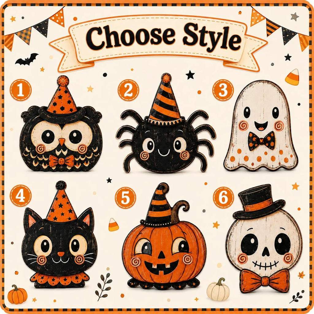 Halloween Pumpkin Wood Cutout – Festive Autumn Tabletop Decoration, Plywood Character Standee