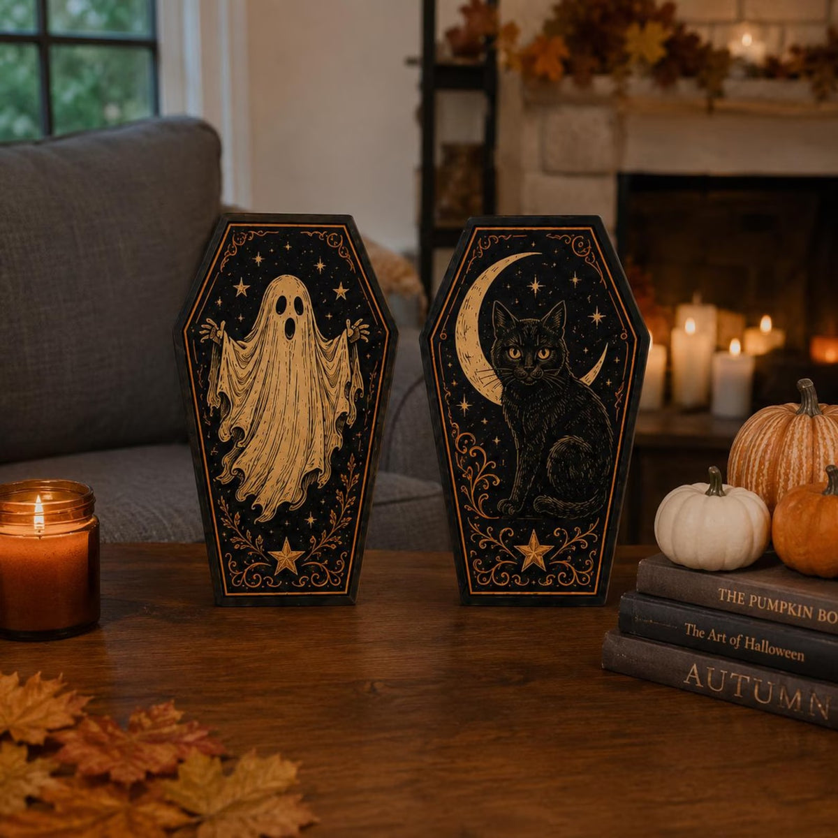 Vintage Halloween Wooden Sign, 3-Layer Retro Shelf Decor, Ghost Pumpkin Black Cat Skeleton Witch Owl, Rustic Halloween Home Decoration, Fall Gift