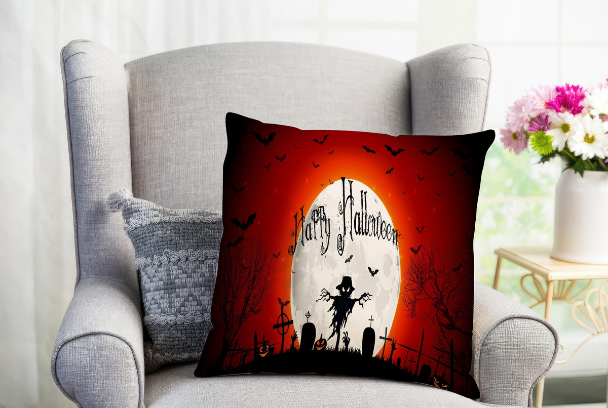 Decorative Halloween Pillow Cover, Happy Halloween Throw Pillow, Personalized Party Decor, Spooky Fall Home Accent, Halloween Gift Idea