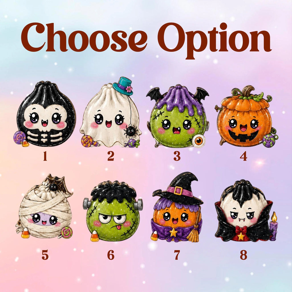 Cute Halloween Dumpling Wooden Blocks Decor Set Kawaii Character Shelf Sitter Spooky Season Home Decoration Kids Room Gift Holiday Display