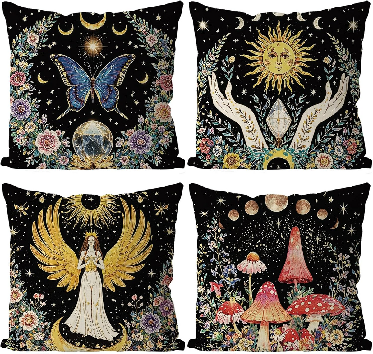 Boho Halloween Pillow Covers, Witchy Throw Pillow Cases, Spooky Fall Cushion Covers, Gothic Bohemian Home Decor, Halloween Gift
